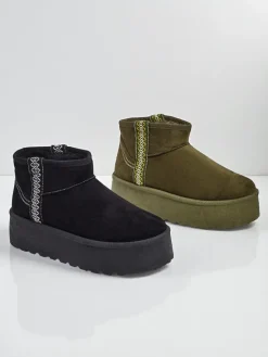 Hot Krótkie buty a'la śniegowce damskie Althea Śniegowce|Botki Na Platformie