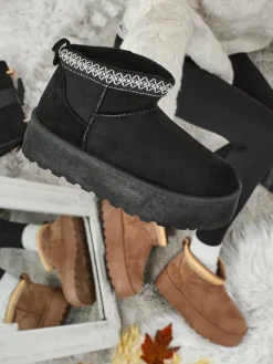 Krótkie buty a'la śniegowce damskie Nymeria Śniegowce|Botki Na Platformie