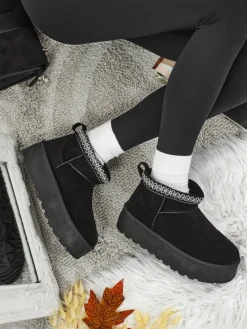 Krótkie buty a'la śniegowce damskie Nymeria Śniegowce|Botki Na Platformie