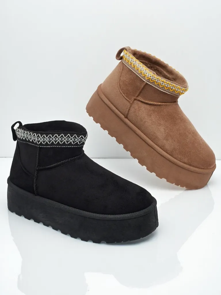 Krótkie buty a'la śniegowce damskie Nymeria Śniegowce|Botki Na Platformie