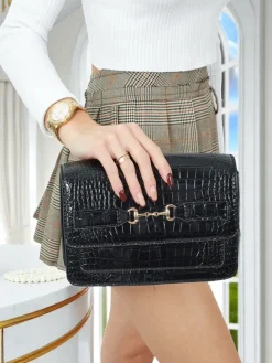 Outlet Lakierowana mała damska torebka z eko skóry Lunisse Damskie Małe Torebki