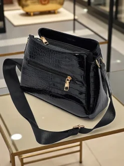 New Lakierowana mała damska torebka z eko skóry Midnight Fern Damskie Małe Torebki