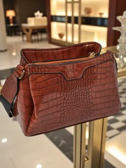 Lakierowana mała damska torebka z eko skóry Midnight Fern Damskie Małe Torebki