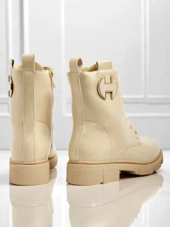 Clearance Lakierowane sznurowane botki damskie Kalen Botki Z Delikatnym Ociepleniem|Botki Sznurowane