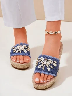 Online Letnie klapki Calista – e z muszelkami na płaskiej podeszwie Klapki Płaskie