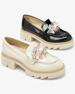 Livia Elegante - Czarne Luksusowe Mokasyny na Płaskim Obcasie Półbuty|Mokasyny Na Płaskiej Podeszwie