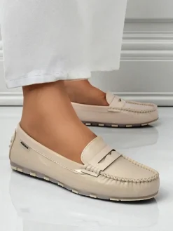 Best Loafers damskie bezowe Kallista - skora ekologiczna zamszowa premium Mokasyny Na Płaskiej Podeszwie