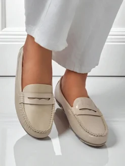 Best Loafers damskie bezowe Kallista - skora ekologiczna zamszowa premium Mokasyny Na Płaskiej Podeszwie