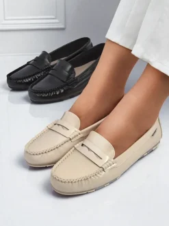 Best Loafers damskie bezowe Kallista - skora ekologiczna zamszowa premium Mokasyny Na Płaskiej Podeszwie