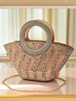 New Mała torebka damska z cyrkoniami Sparkle Queen Damskie Wieczorowe|Małe Torebki