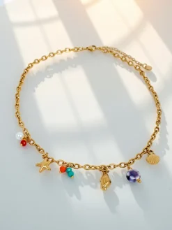 Best Naszyjnik Atena Charm Sea – złote amulety z motywami morskimi Damskie Biżuteria