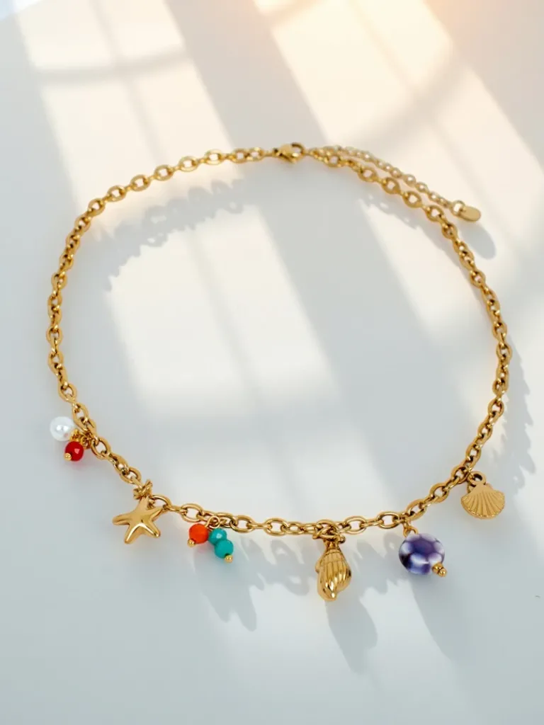 Best Naszyjnik Atena Charm Sea – złote amulety z motywami morskimi Damskie Biżuteria