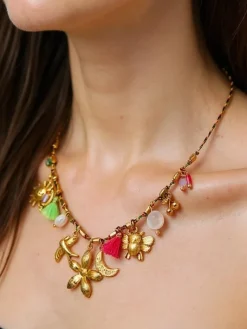 Best Naszyjnik Aurora Floralis - Złote Charmsy i Perły Eleganza Damskie Biżuteria