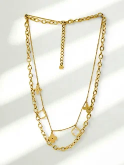 Best Naszyjnik Persefona Aurelia – pozłacany, podwójny z motywem kwiatu Damskie Biżuteria