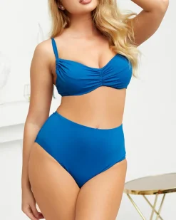 Sale Niebieski jednolity dwuczęściowy damski strój kąpielowy PLUS SIZE - Bielizna Stroje Kąpielowe|Plus Size