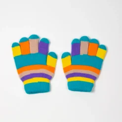 Online Niebieskie dziewczęce rękawiczki z brokatem i śnieżynkami - Akcesoria Rękawiczki