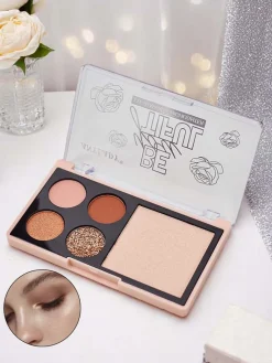 Best Paletka 4 cieni do powiek z brokatem i rozświetlaczem Ruby Glamour Oczy