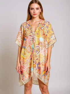 New Pareo Afrodyta – kolorowa sukienka plażowa z dekoltem V Narzutka Plażowa|Bluzki / Koszule / Koszulki