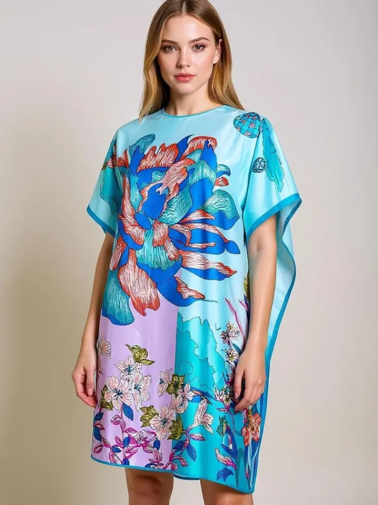 Outlet Pareo Callista – kolorowa sukienka uniwersalna z poliestru Narzutka Plażowa|Bluzki / Koszule / Koszulki