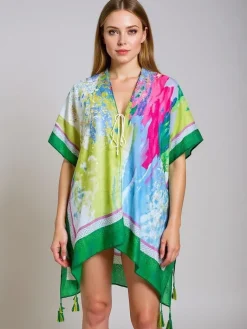 New Pareo damskie Callista kolorowe do kolan dekolt w serek Narzutka Plażowa|Bluzki / Koszule / Koszulki