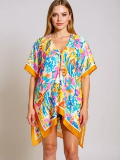 Online Pareo do kolan Callista – wielokolorowa sukienka plażowa z dekoltem V Narzutka Plażowa|Bluzki / Koszule / Koszulki