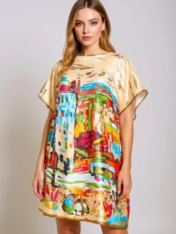 Discount Pareo Melodia Venezia by – kolorowe pareo do kolan z poliestru Bluzki / Koszule / Koszulki|Narzutka Plażowa