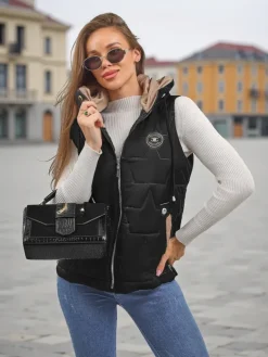 Pikowana kamizelka damska z kapturem Ash Crown Kurtki / Marynarki / Płaszcze