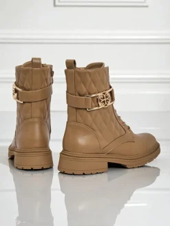 Hot Pikowane botki damskie z ekologicznej skóry Sable Rose Botki Z Delikatnym Ociepleniem|Botki Sznurowane