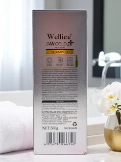 Best Profesjonalny szampon do włosów z keratyną 24K Gold- Intensywne nawilżenie i wygładzenie włosów 5w1 Włosy