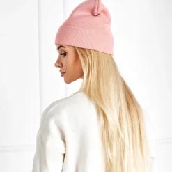 Best Różowa damska czapka dwuwarstwowa typu beanie - Akcesoria Damskie Czapki I Kapelusze