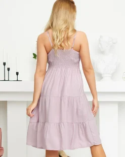 Discount Różowa damska letnia sukienka do kolan - Odzież Sukienki Letnie|Sukienki Krótkie