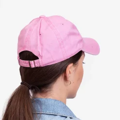 Best Różowa jeansowa damska czapka z daszkiem - Akcesoria Damskie Czapki I Kapelusze