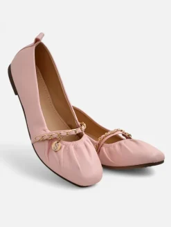 New Różowe baleriny Callista z ekoskóry z łańcuszkiem – stylowe na wiosnę i lato Buty Na Wielkie Wyjście|Baleriny Klasyczne