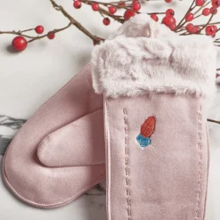 Hot Różowe dziecięce rękawiczki na sznurku i z jednym palcem - Rękawiczki Rękawiczki