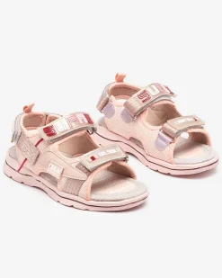 Discount Różowe dziecięce sandałki z naszywkami Netiks - Obuwie Dziewczęce
