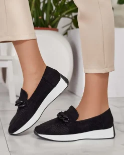 Ażurowe damskie mokasyny z łańcuszkiem Isolla Półbuty|Mokasyny Na Płaskiej Podeszwie