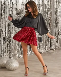 Online Krótka spódnica damska z cekinami Spódnice