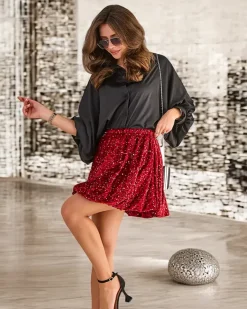 Online Krótka spódnica damska z cekinami Spódnice