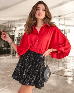 Outlet Krótka spódnica damska z cekinami Spódnice