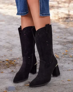 Online Ażurowe botki na słupku Evolle Botki Bez Ocieplenia|Botki Na Słupku