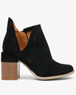 Best Ażurowe botki na słupku w kolorze m Revivela Botki Bez Ocieplenia|Botki Na Słupku