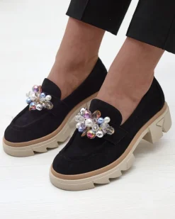 New Ażurowe czarne mokasyny damskie Peloga Półbuty|Mokasyny Na Płaskiej Podeszwie