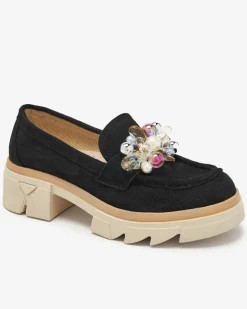 New Ażurowe czarne mokasyny damskie Peloga Półbuty|Mokasyny Na Płaskiej Podeszwie