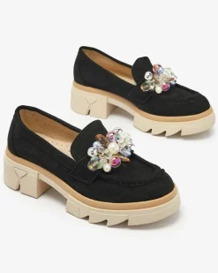 New Ażurowe czarne mokasyny damskie Peloga Półbuty|Mokasyny Na Płaskiej Podeszwie