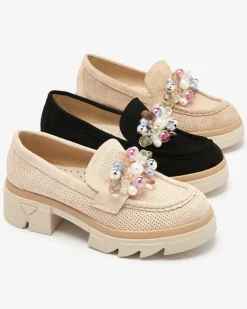 New Ażurowe czarne mokasyny damskie Peloga Półbuty|Mokasyny Na Płaskiej Podeszwie