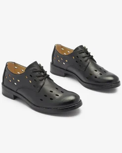 Outlet Ażurowe damskie eko skórzane półbuty w kolorze m Selofso Półbuty