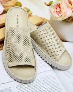 Outlet Ażurowe klapki damskie Ererra Klapki Płaskie