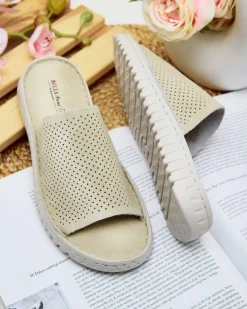 Outlet Ażurowe klapki damskie Ererra Klapki Płaskie