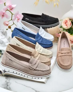 New Ażurowe mokasyny damskie Leteller Półbuty|Mokasyny Na Płaskiej Podeszwie