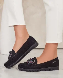 Online Ażurowe mokasyny damskie z koralikami Namis Półbuty|Mokasyny Na Płaskiej Podeszwie